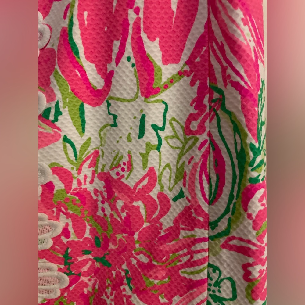 Lilly Pulitzer Pink Floral Mini Dress with Green Accents Kentucky Derby Ready - Picture 8 of 11
